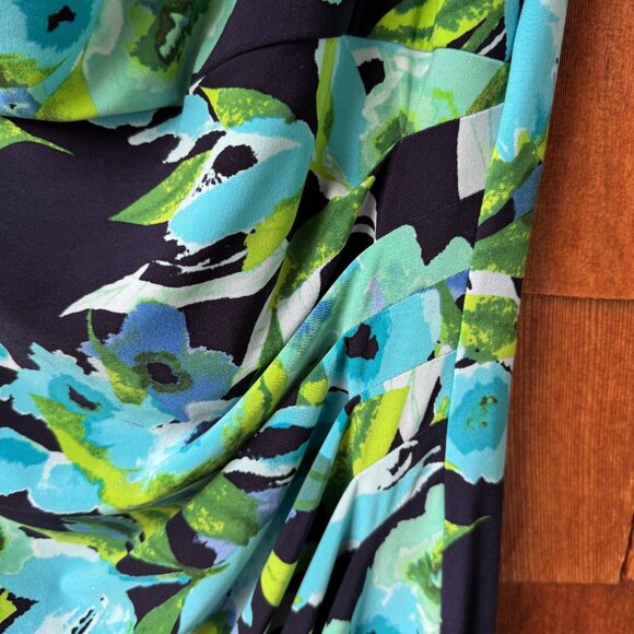 EUC Ralph Lauren Flora Sleeveless Drape Neckline Side Ruching Dress - Women's 16 - Picture 5 of 11